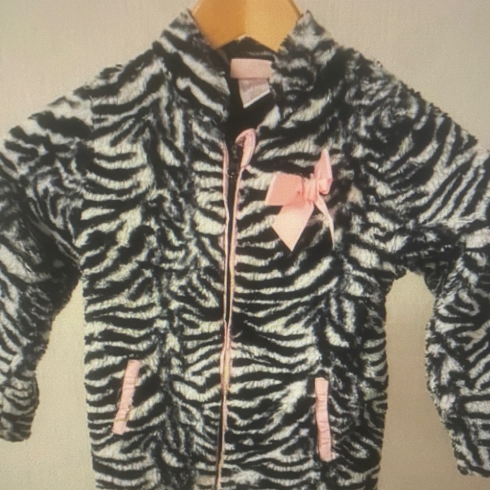 Zebra Print Fleece Jacket with Pink Accents